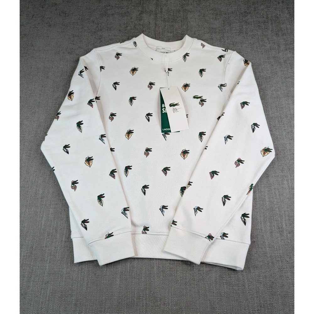 Lacoste x Jean Michel Tixier Sweatshirt Unisex XS White Croco Series AOP Sweater - Picture 2 of 7